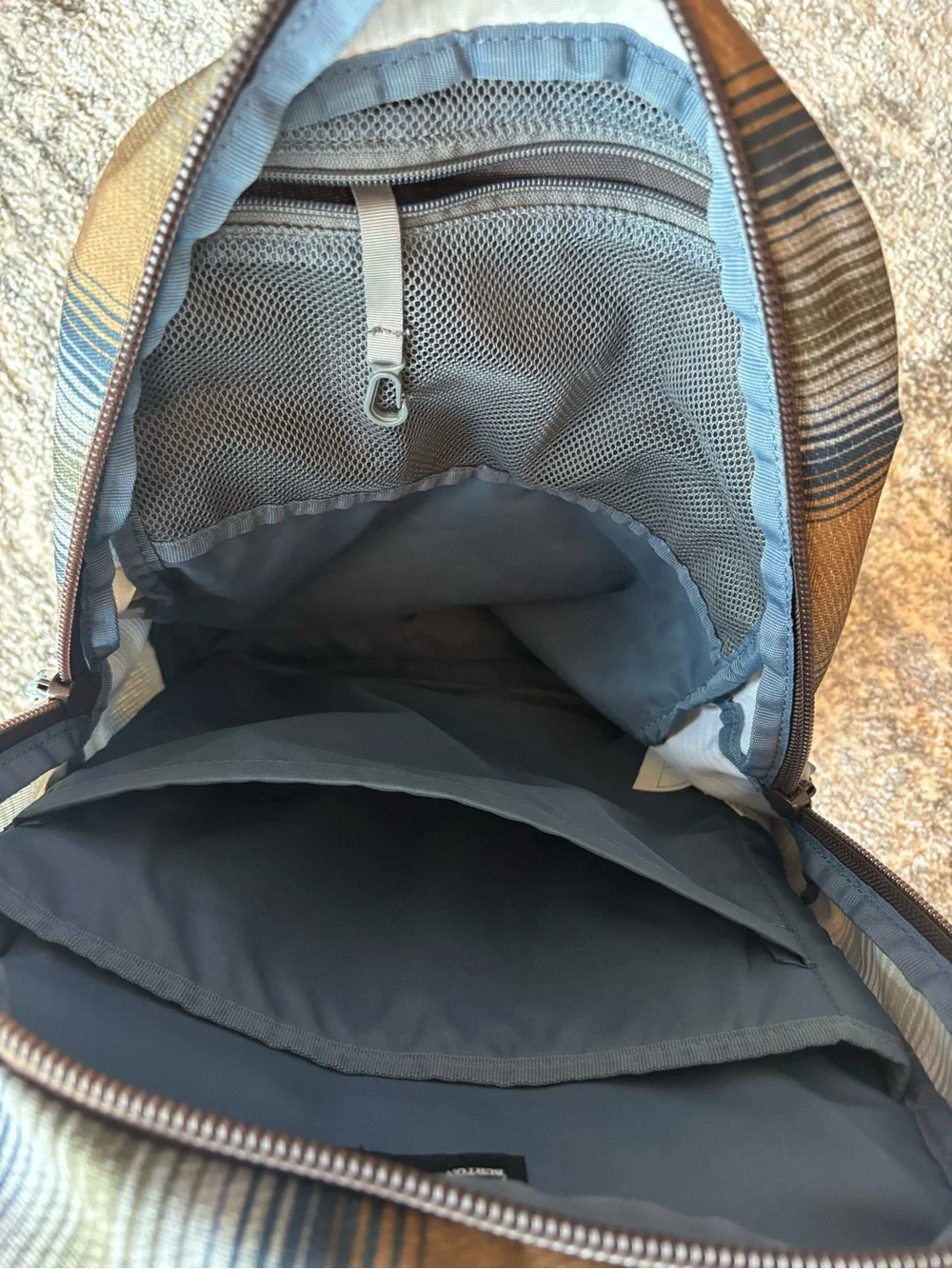 Burton Durable Goods Striped Brown & Blue Backpack/Laptop Pack, Canvas & Nylon